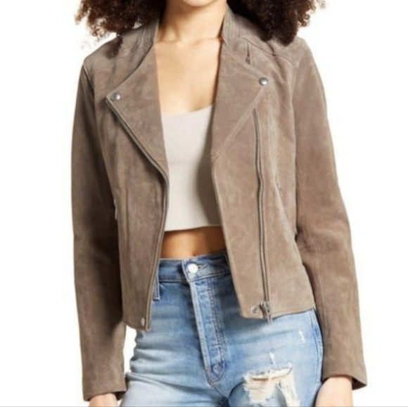 New BLANKNYC BLANK NYC NO LIMIT SUEDE MOTO JACKET in SAND STONER S Small NWOT - Picture 1 of 7